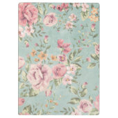 ヴィンテージビクトリアンのシック淡い色のブルーフローラ赤 クリップボード (裏面)