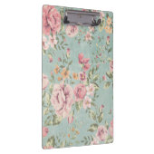 ヴィンテージビクトリアンのシック淡い色のブルーフローラ赤 クリップボード (右)