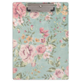 ヴィンテージビクトリアンのシック淡い色のブルーフローラ赤 クリップボード (正面)