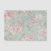 ヴィンテージビクトリアンのシック淡い色のブルーフローラ赤