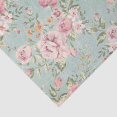 ヴィンテージビクトリアンのシック淡い色のブルーフローラ赤 薄葉紙 (詳細)