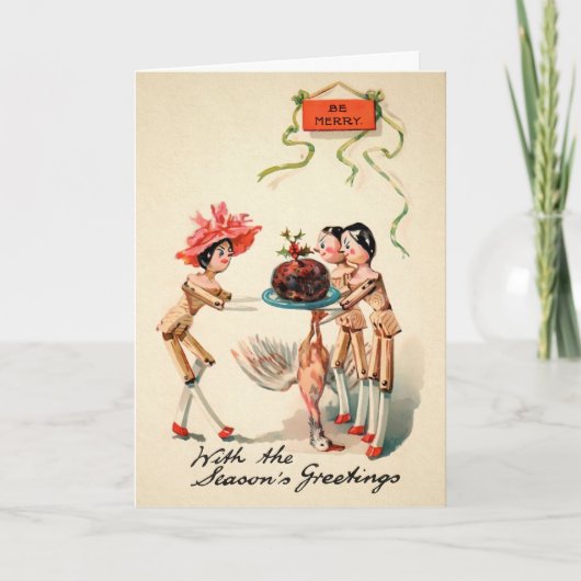 ヴィンテージビクトリアンの人形の死んだ鳥 シーズンカード (正面)