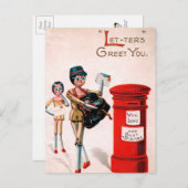 ヴィンテージビクトリアンの人形の郵便はがき ポストカード (正面/裏面)