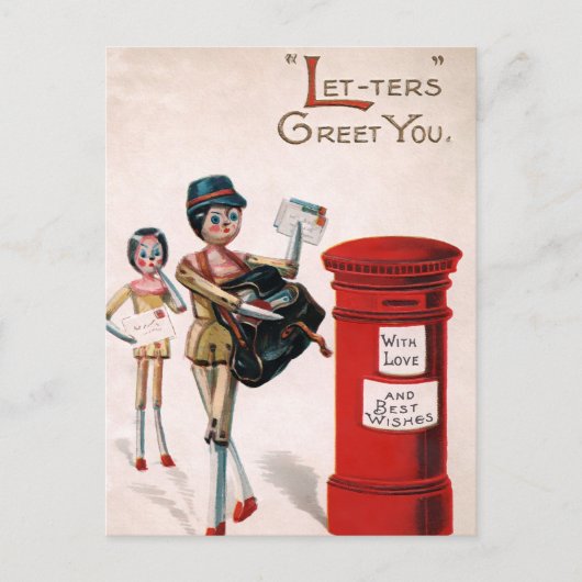 ヴィンテージビクトリアンの人形の郵便はがき ポストカード (正面)