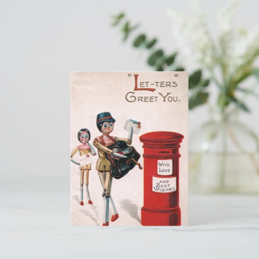 ヴィンテージビクトリアンの人形の郵便はがき ポストカード (スタンド正面)