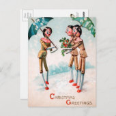 ヴィンテージビクトリアンの人形クリスマスポストカード ポストカード (正面/裏面)