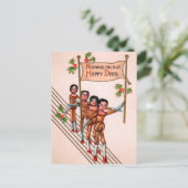 ヴィンテージビクトリアンの人形ハッピークリスマス ポストカード (スタンド正面)