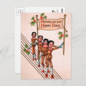 ヴィンテージビクトリアンの人形ハッピークリスマス ポストカード (正面/裏面)