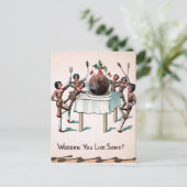 ヴィンテージビクトリアンの人形プラムプリン ポストカード (スタンド正面)