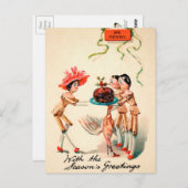 ヴィンテージビクトリアンの人形プラムプリン ポストカード (正面/裏面)