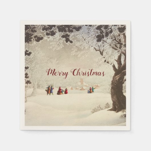 ヴィンテージビクトリアンの冬場 スタンダードカクテルナプキン (正面)