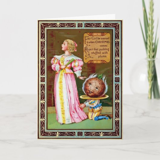 ヴィンテージビクトリアンの奇妙なプラムプディングクリスマスカード シーズンカード (正面)