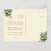 ヴィンテージビクトリアンの女の子ホリーメッセージ ポストカード (裏面)