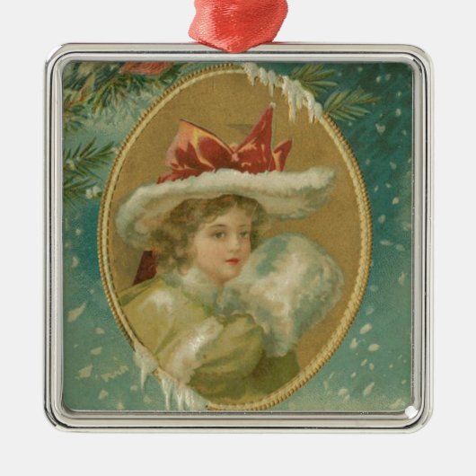 ヴィンテージビクトリアンの女性 メタルオーナメント (正面)