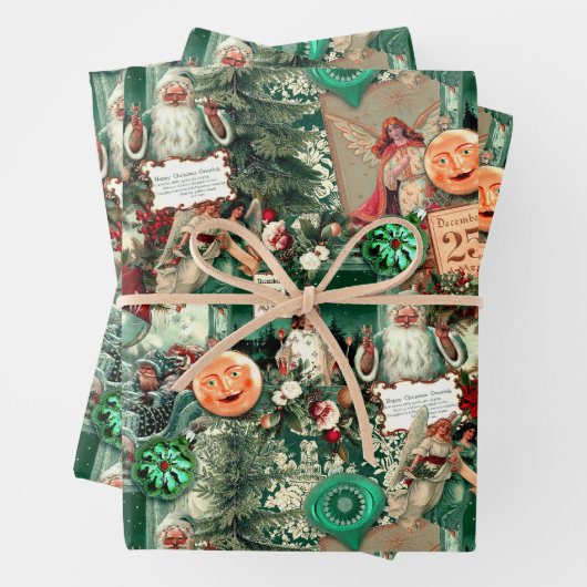 ヴィンテージビクトリアンの放射能コラージュ ラッピングペーパーシート (インサイチュ)