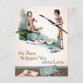 ヴィンテージビクトリアンの木の人形絵画のクリスマス ポストカード (正面)