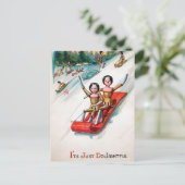 ヴィンテージビクトリアンの木人形のクリスマス ポストカード (スタンド正面)