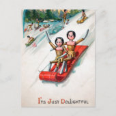 ヴィンテージビクトリアンの木人形のクリスマス ポストカード (正面)