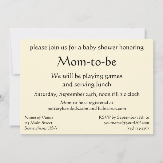 ヴィンテージビクトリアンの母の日、赤ちゃんシャワー 招待状 (裏面)