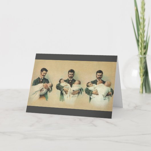 ヴィンテージビクトリアンの父の日、三つ子だ! カード (正面)