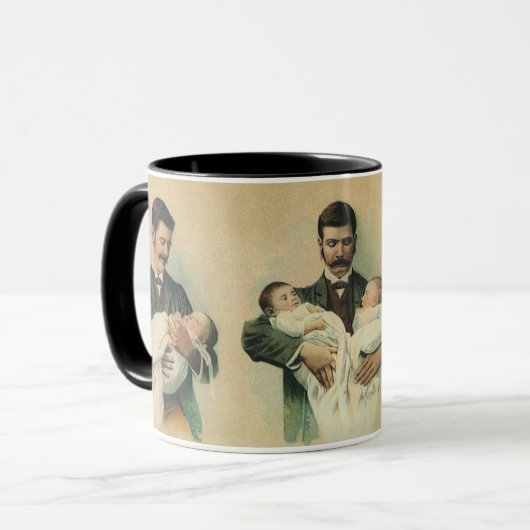 ヴィンテージビクトリアンの父の日、三つ子だ! マグカップ (正面左)