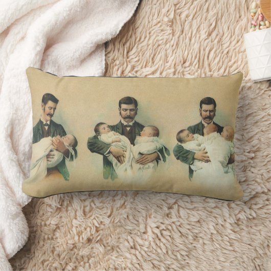 ヴィンテージビクトリアンの父の日、三つ子だ! ランバークッション (ブランケット)