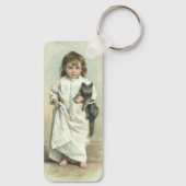ヴィンテージビクトリアンの猫とナイトガウンを着た少女 キーホルダー (裏面)