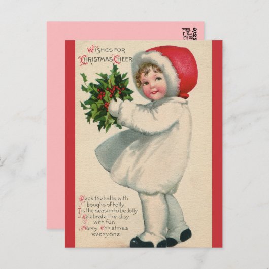 ヴィンテージビクトリアンの聖降誕祭の子供 ポストカード (正面/裏面)