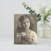 ヴィンテージビクトリアンの花の女の子 ポストカード (スタンド正面)