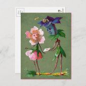 ヴィンテージビクトリアンの花はがき ポストカード (正面/裏面)