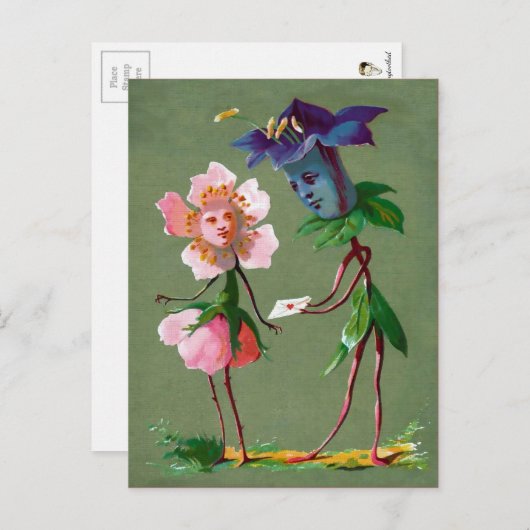 ヴィンテージビクトリアンの花はがき ポストカード (正面/裏面)