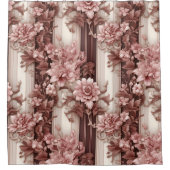 ヴィンテージビクトリアンの花模様（ほこりっぽいピンク） シャワーカーテン (正面)