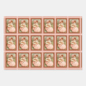 ヴィンテージビクトリアンの蝶ピンクの少女 ラッピングペーパーシート (正面3)