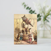 ヴィンテージビクトリアンの遊猫のバイオリン ポストカード (スタンド正面)