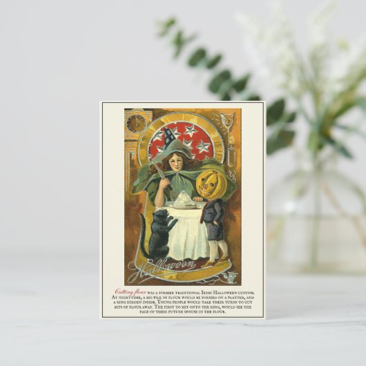 ヴィンテージビクトリアンの過去のハロウィーンの伝統 ポストカード (スタンド正面)