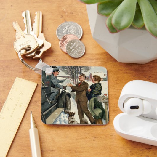 ヴィンテージビクトリアンの郵便配達 キーホルダー (デスク)