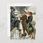 ヴィンテージビクトリアンの郵便配達 シーズンポストカード (正面/裏面)