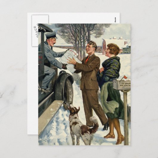 ヴィンテージビクトリアンの郵便配達 シーズンポストカード (正面/裏面)