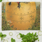 ヴィンテージビクトリアンの金ゴールド卵の復活祭 キッチンタオル (折り畳み)