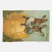 ヴィンテージビクトリアンの金ゴールド卵の復活祭 キッチンタオル (横)