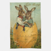 ヴィンテージビクトリアンの金ゴールド卵の復活祭 キッチンタオル (縦)