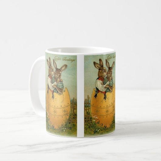 ヴィンテージビクトリアンの金ゴールド卵の復活祭 コーヒーマグカップ (正面左)
