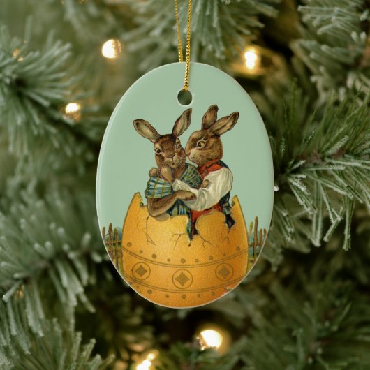 ヴィンテージビクトリアンの金ゴールド卵の復活祭 セラミックオーナメント (ツリー)