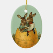 ヴィンテージビクトリアンの金ゴールド卵の復活祭 セラミックオーナメント (正面)