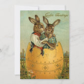 ヴィンテージビクトリアンの金ゴールド卵の復活祭 招待状 (正面)