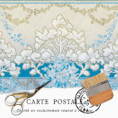 ヴィンテージビクトリアンの青と白のフローラの分離 薄葉紙