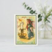 ヴィンテージビクトリアンの魔女のドレスを着たハロウィーンの少女 ポストカード (スタンド正面)