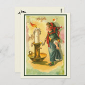 ヴィンテージビクトリアンの魔女のドレスを着たハロウィーンの少女 ポストカード (正面/裏面)