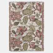 ヴィンテージビクトリアンほこりピンクの花柄 スローブランケット (正面縦)
