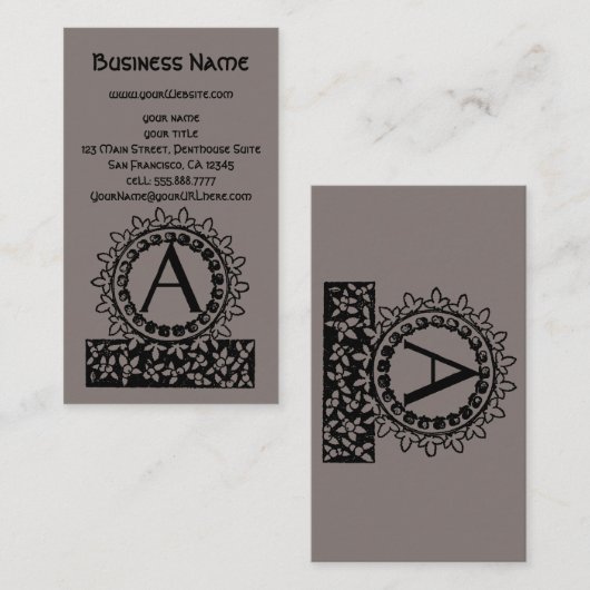 ヴィンテージビクトリアンアンティークモノグラム文字A 名刺 (正面/裏面)